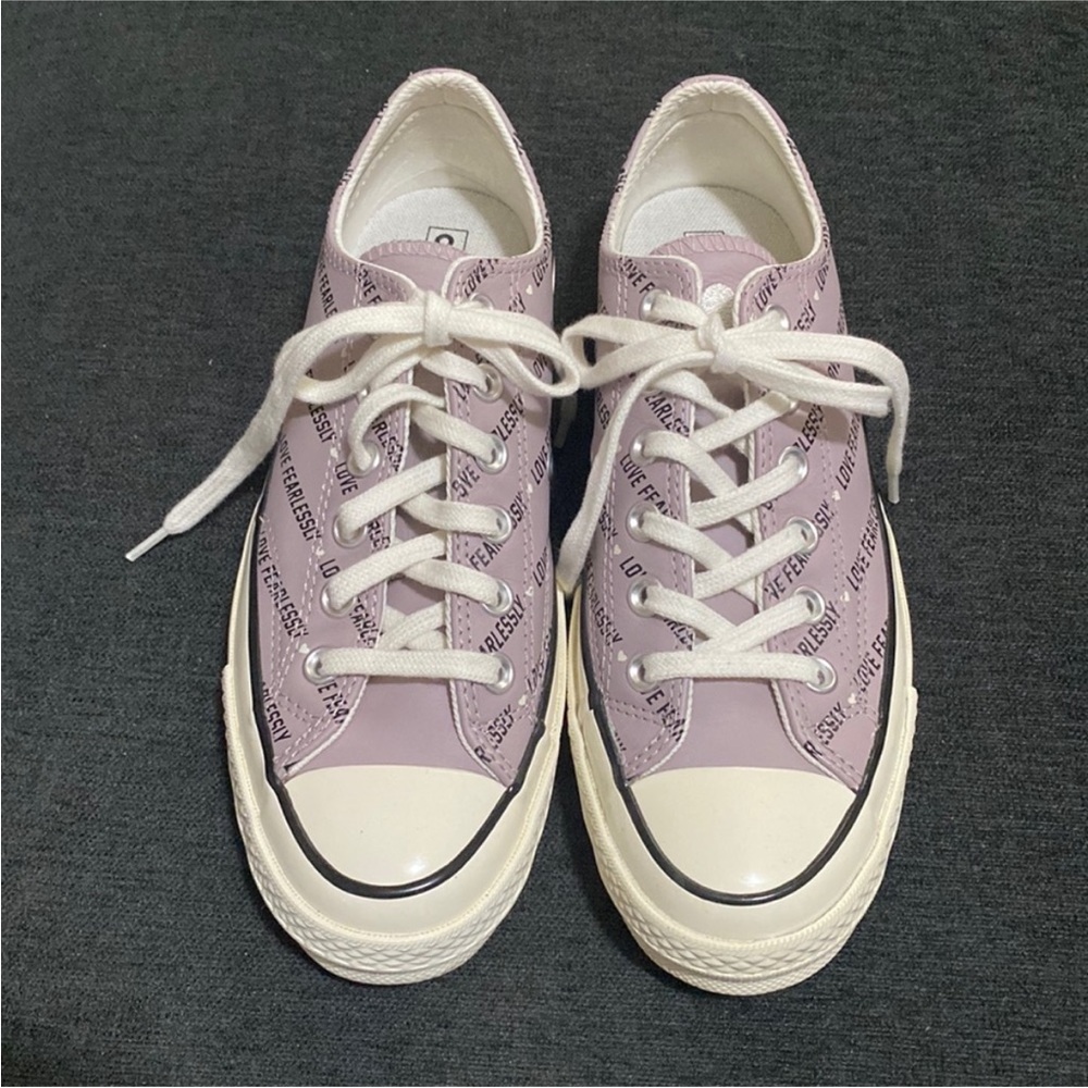 Converse Love Fearlessly Purple Leather Lace-up Sneaker